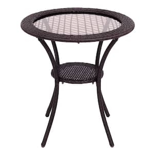 Brown Round Wicker Outdoor Coffee Table