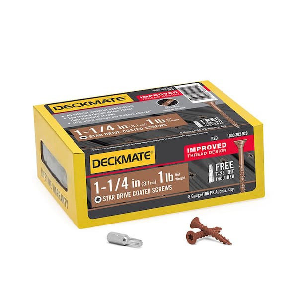 DECKMATE #8 x 1-1/4 in. Red Star Flat-Head Wood Deck Screw (1 lb.-Pack)