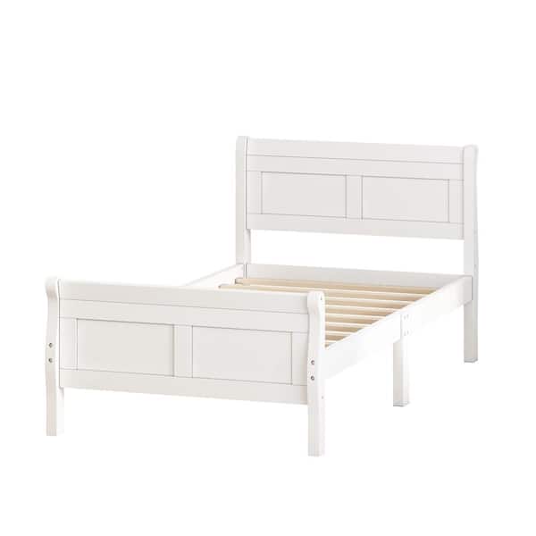 wetiny 41.30 in. W White Non-upholstered Wood Frame Twin Platform Bed