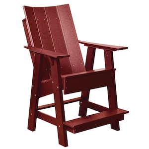 Contemporary Cherrywood Plastic Outdoor High Adirondack Chair