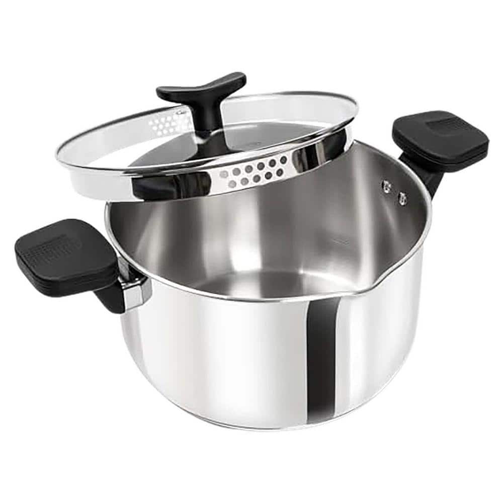 Stainless Steel Stock Pot 6 qt with Strainer Lid - Induction Ready