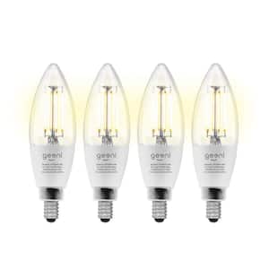 40-Watt Equivalent Wi-Fi Smart B11 Vintage Edison Filament Dimmable LED Light Bulb White (4-Pack)