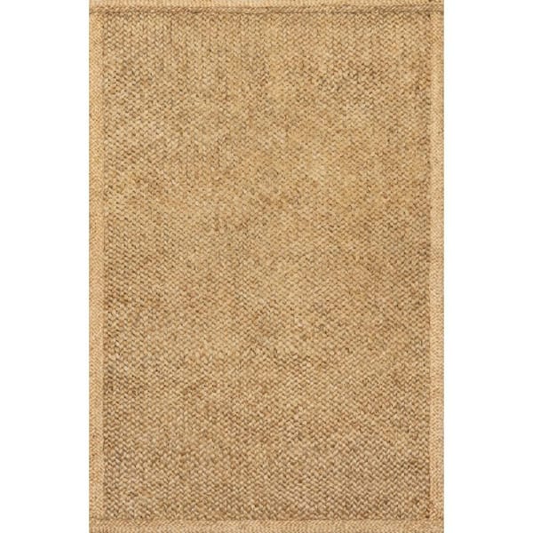 Willow Bordered Jute Natural 9 ft. x 12 ft. Indoor Area Rug