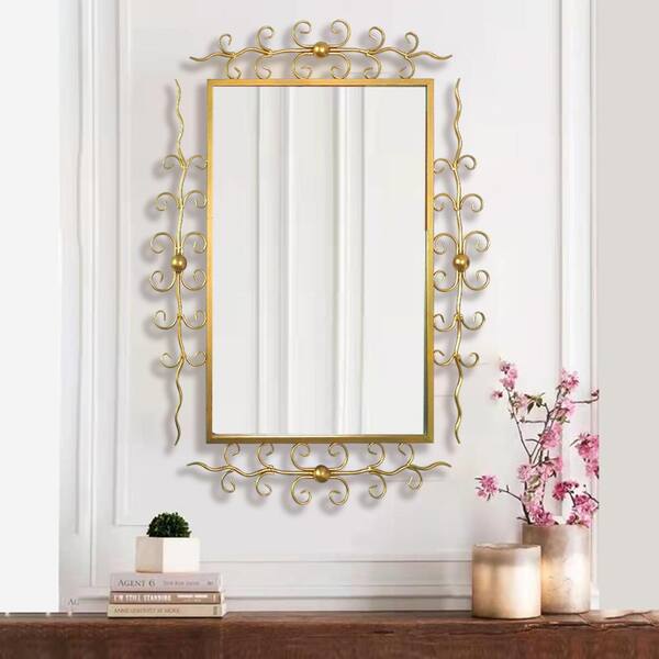 Gold Wall Mirror Rectangle, Antique Gold Vanity Mirror