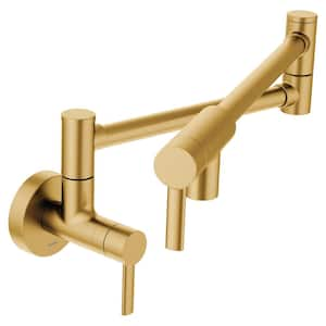 Modern Wall Mounted Swing Arm Pot Filler in Brushed Gold