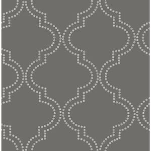 Tetra Charcoal Quatrefoil Paper Strippable Roll Wallpaper (Covers 56.4 sq. ft.)