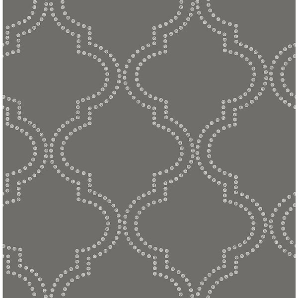 A-Street Prints Tetra Charcoal Quatrefoil Paper Strippable Roll Wallpaper (Covers 56.4 sq. ft.)