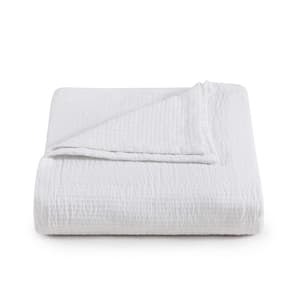 VERA WANG All Over Rib 1-Piece White Plain Weave Cotton Full