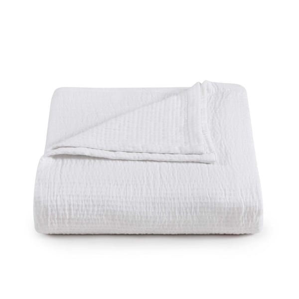 TH Solid White Cotton Full/Queen Blanket