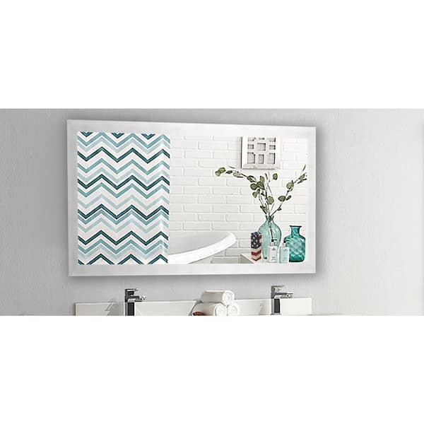 Unbranded 30 in. W x 65 in. H Framed Rectangular Bathroom Vanity Mirror in Silver