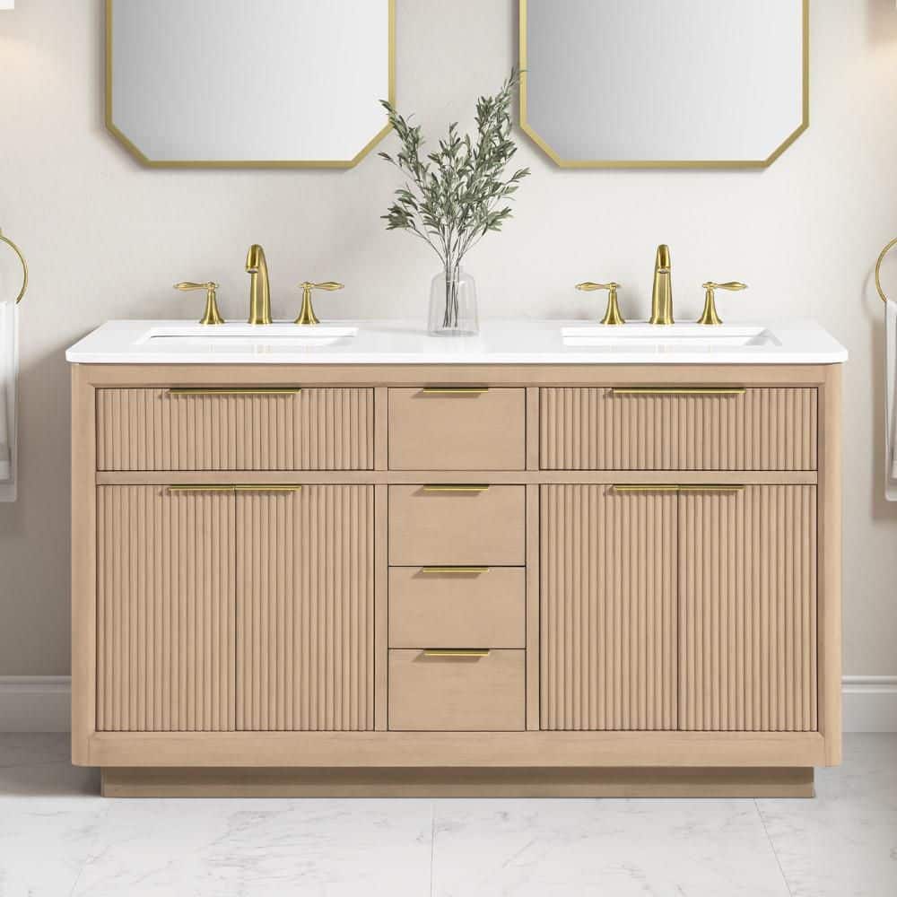 OVE Decors Xander 60 in. Freestanding Sahara Birch Bath Vanity