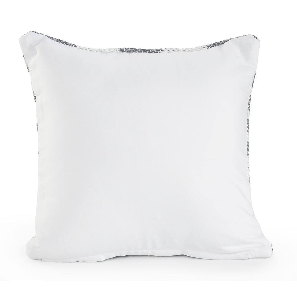 Emmy Geometric Gray and White Cotton Throw Pillow Set, 18 x 18 Inches