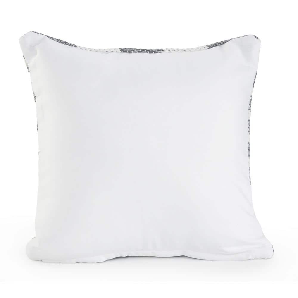 Emmy Geometric Gray and White Cotton Throw Pillow Set, 18 x 18 Inches