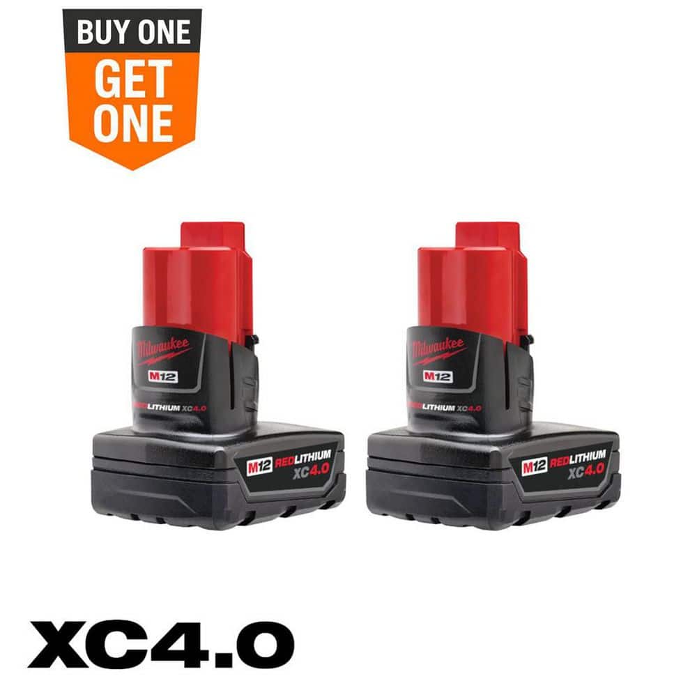 Milwaukee M12 12-Volt Lithium-Ion XC Extended Capacity 4.0 Ah Battery Pack (2-Pack) 48-11-2442