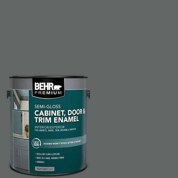 BEHR PREMIUM 1 gal. #BXC-41 Charcoal Semi-Gloss Enamel Interior/Exterior Cabinet, Door & Trim Paint