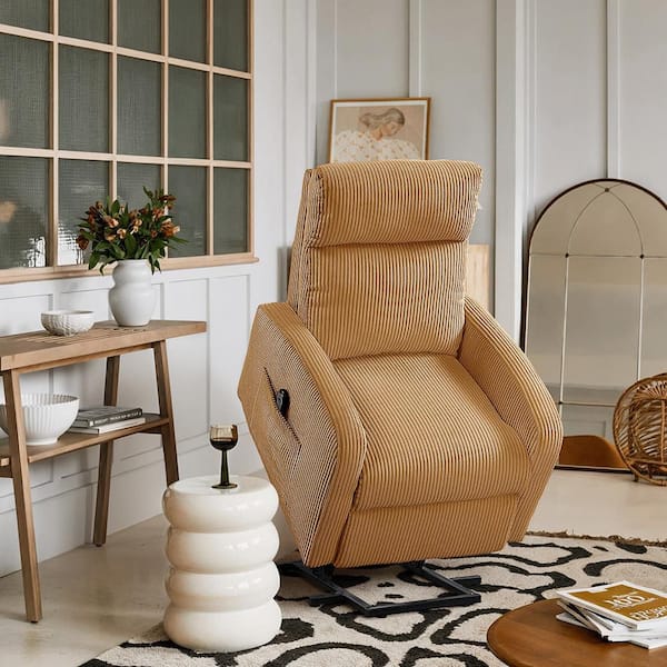 Lazzara Gutrie Yellow Corduroy Power Lift Recliner 9588YLW-1LT