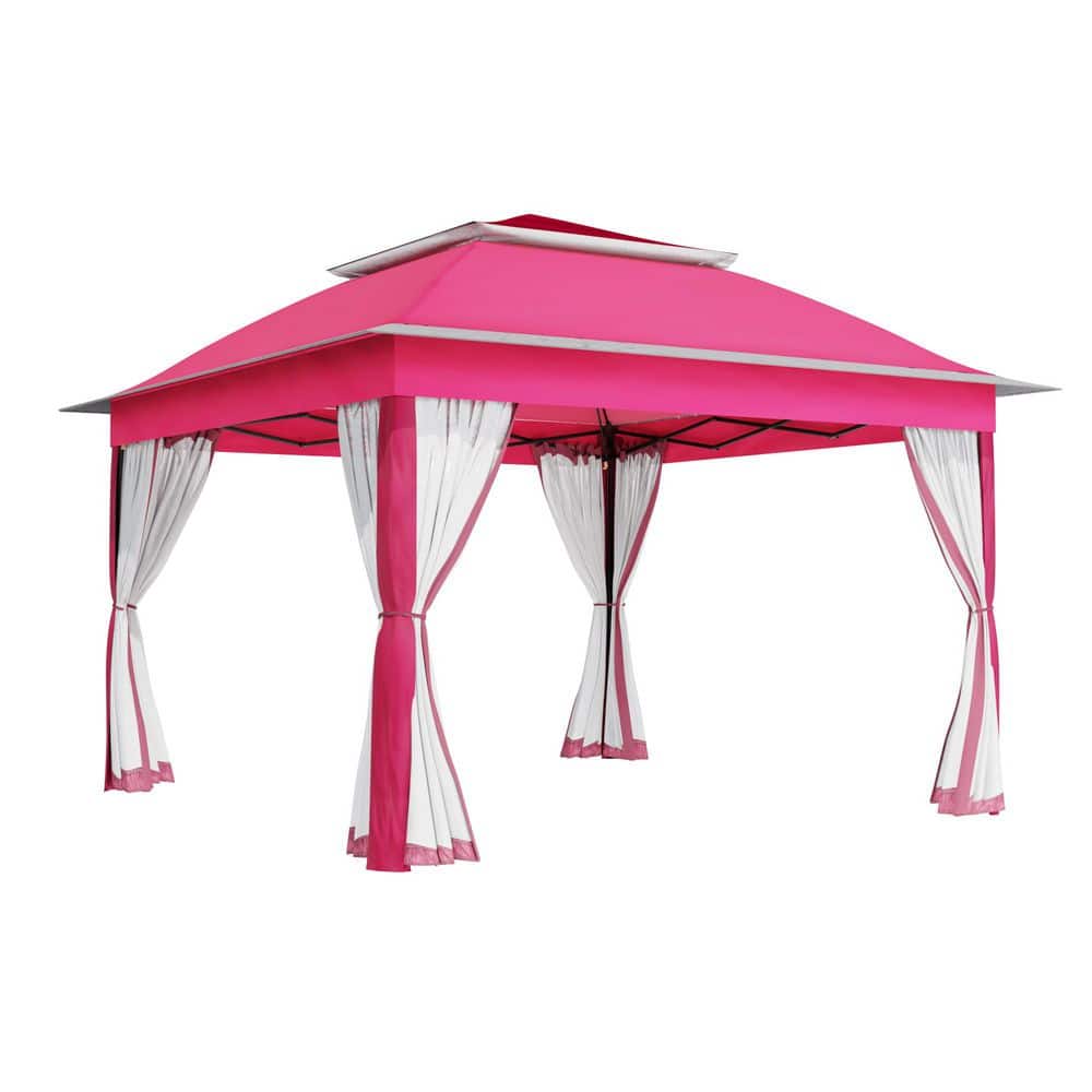 11 ft. x 11 ft. Pink Pop-Up Outdoor Patio Steel Metal Frame Soft Top Gazebo with Mosquito Netting price history on PriceWatchPro