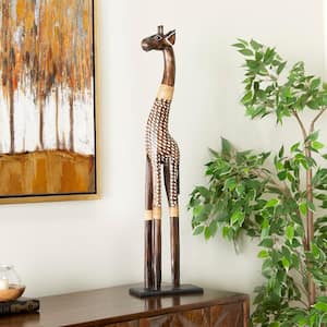 Dark Brown Wood Giraffe Sculpture