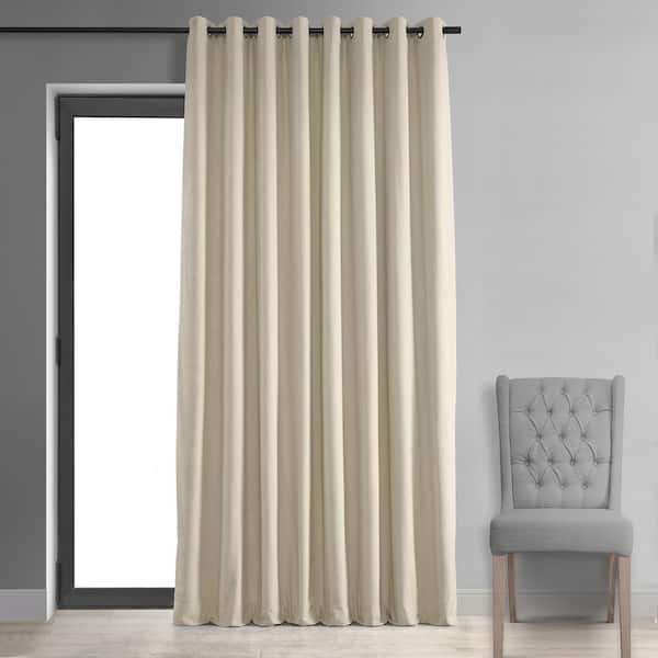 Extra Wide Signature Ecru Velvet Blackout Curtain - 100 in. W x 84 in. L Grommet Curtains Single Panel