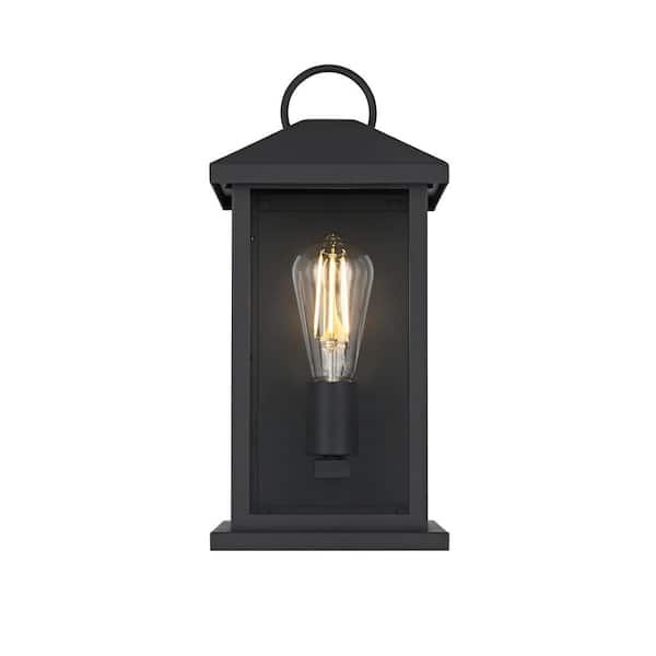 14 in. Black Outdoor Hardwired Wall Sconce with No Bulbs Included