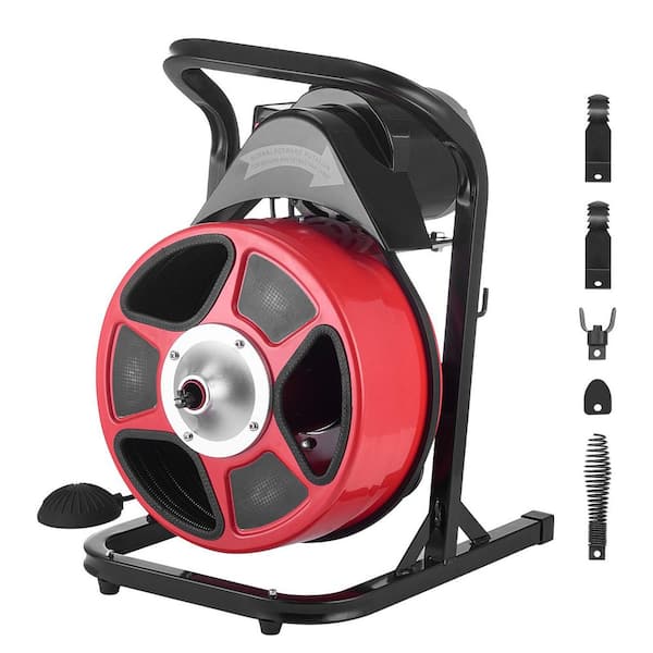 50 ft. x 1/2 in. Drain Cleaner Machine, Manual Feed Sewer Snake Auger, Foot Switch for 2 in. to 6 in. Pipes, 2025 update