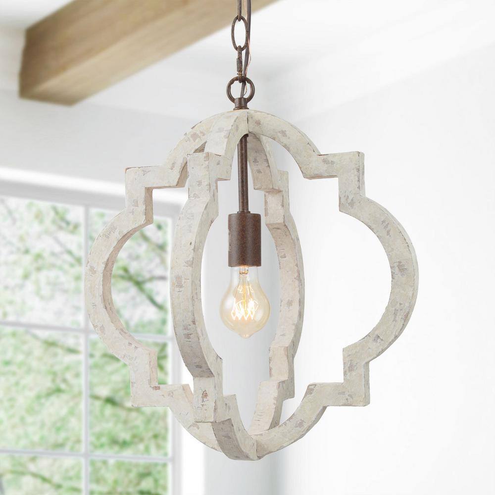 LNC Modern Farmhouse Island Pendant 1-Light White Weathered Wood Rust ...