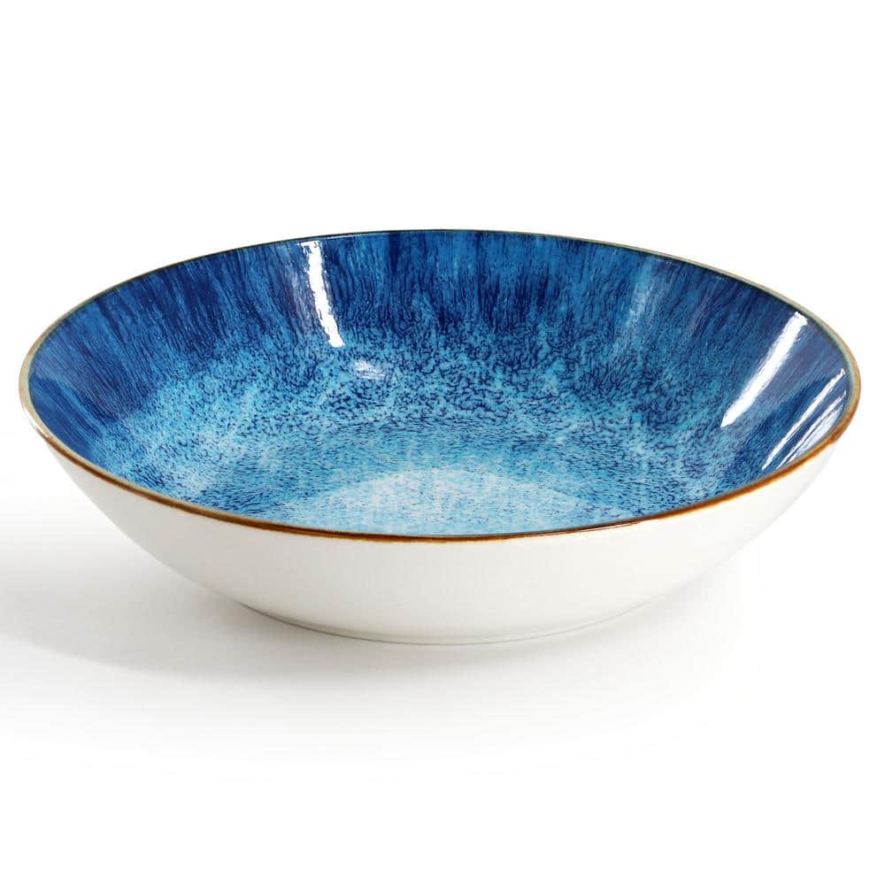 Elama Oceanus 16 Piece Blue Porcelain Dinnerware Set