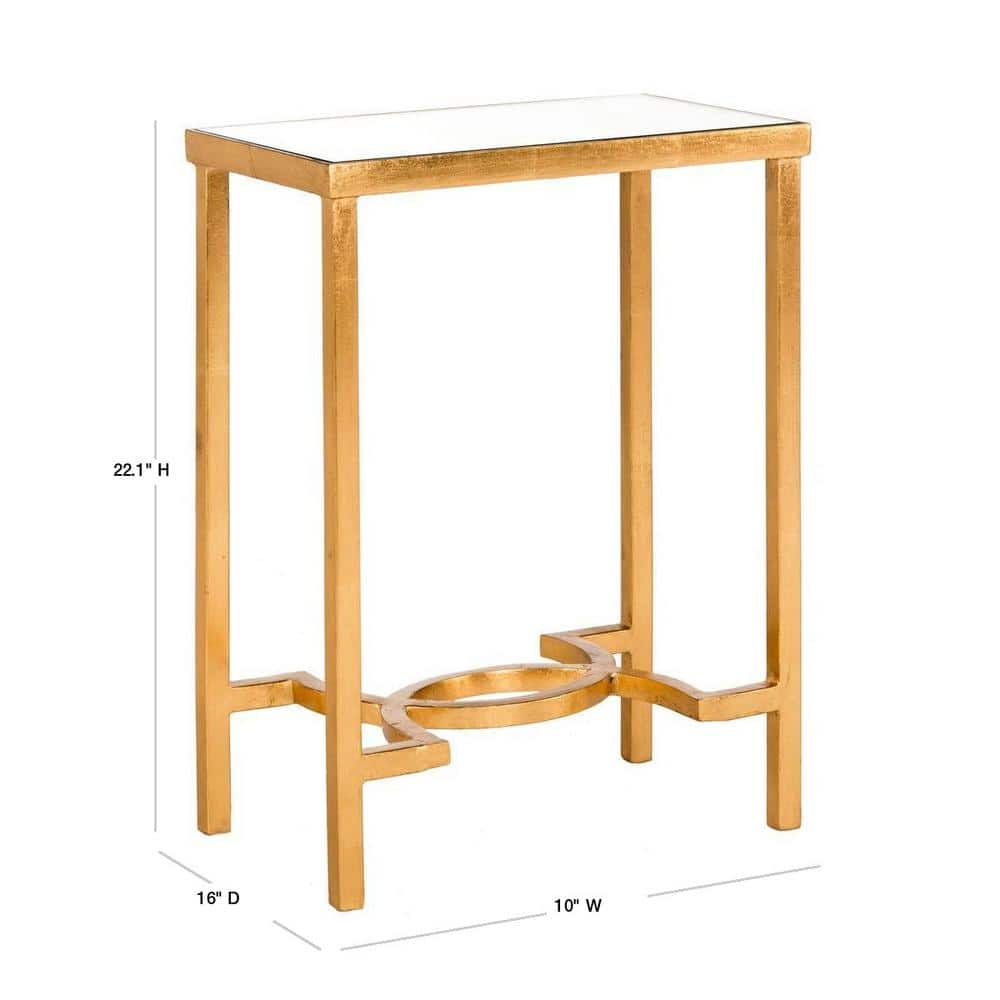 Mita Gold Leaf Mirrored Glass End Table