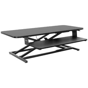 37 in. Rectangular Black Standing Desk Converter Height Adjustable Desk Riser