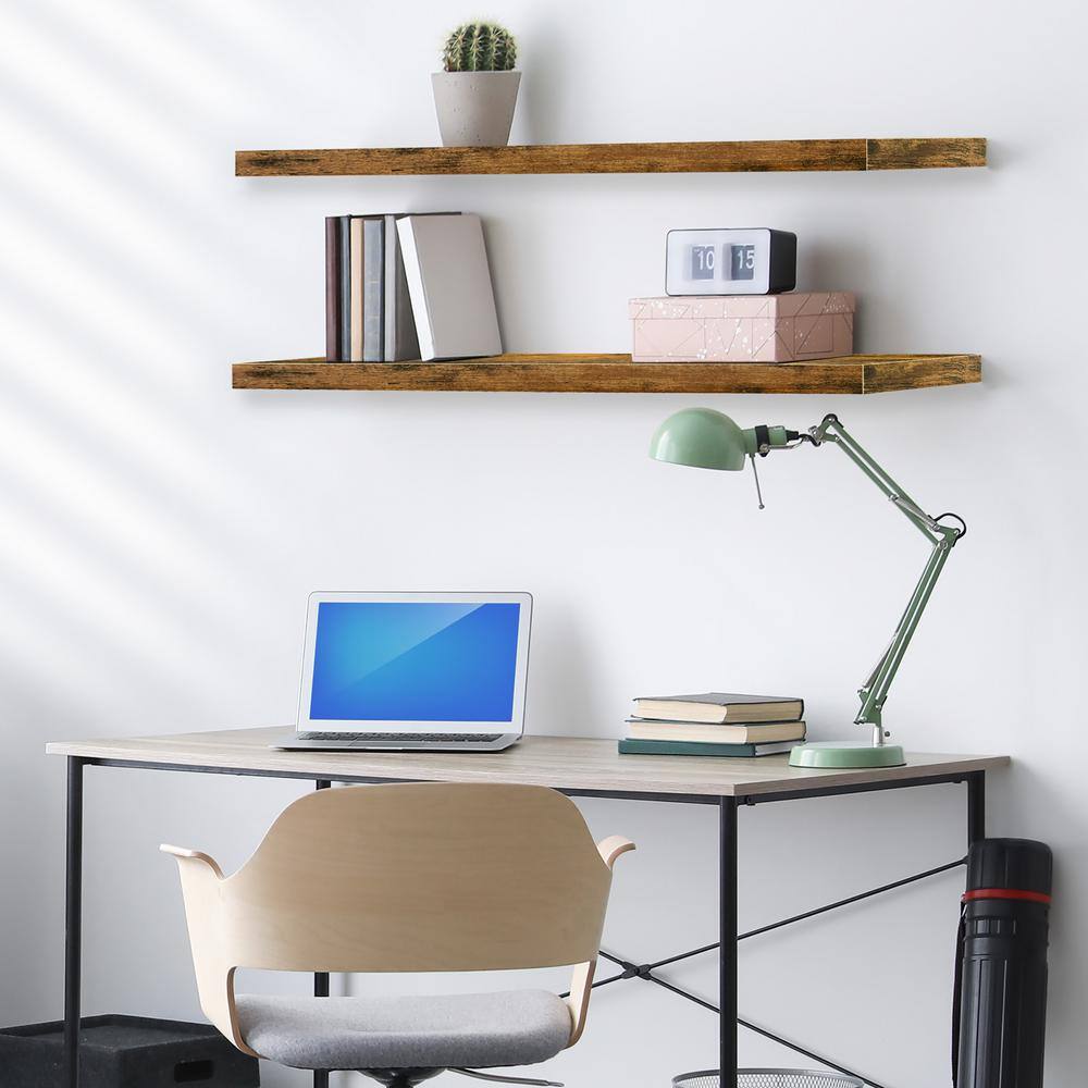 Walnut 35" Extra Long Floating Wall Shelves