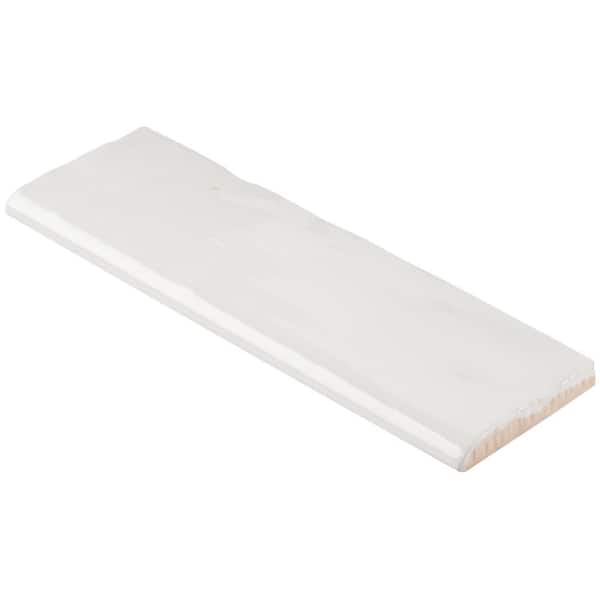 Kingston White 3 in. x 8 in. Glazed Ceramic Bullnose Tile