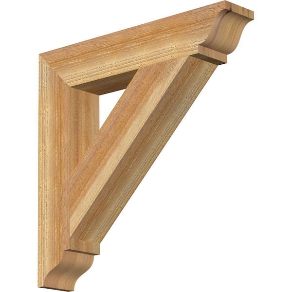 Ekena Millwork 4 in. x 22 in. x 22 in. Western Red Cedar Traditional Rough Sawn Bracket