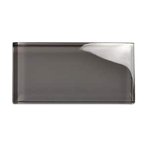 Modern Design Styles Design Pebble Gray Subway 3 in. x 6 in. x 8 mm. Glossy Glass Wall Pool Tile Sample