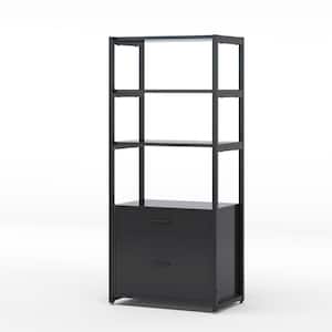 Calida Black File Cabinet with 4-Storage Shelves and 2-Drawers