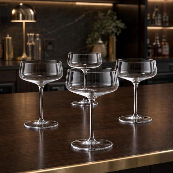 Wudkey 10 oz. Clear Crystal Martini Glasses, Large Fancy Cocktail Glasses Set, Champagne Coupe Glasses (Set of 4)