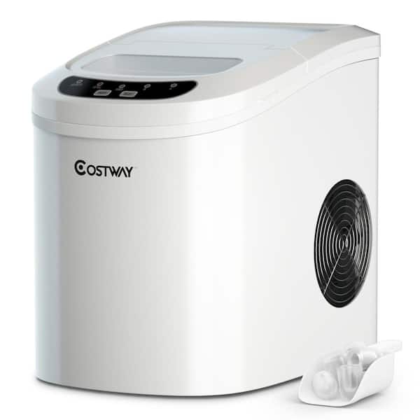 Costway 14 in. 26 lbs. Portable Compact Electric Ice Maker Machine Mini Cube in White