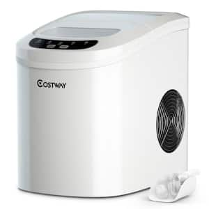 14 in. 26 lbs. Portable Compact Electric Ice Maker Machine Mini Cube in White