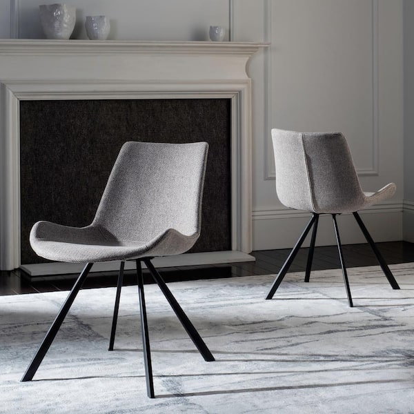 SAFAVIEH Terra Light Grey/Black Polyester Dining Chair (Set of 2)