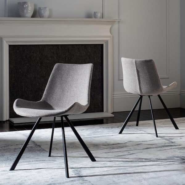 Safavieh Terra Light Grey/Black Polyester Dining Chair (Set of 2)