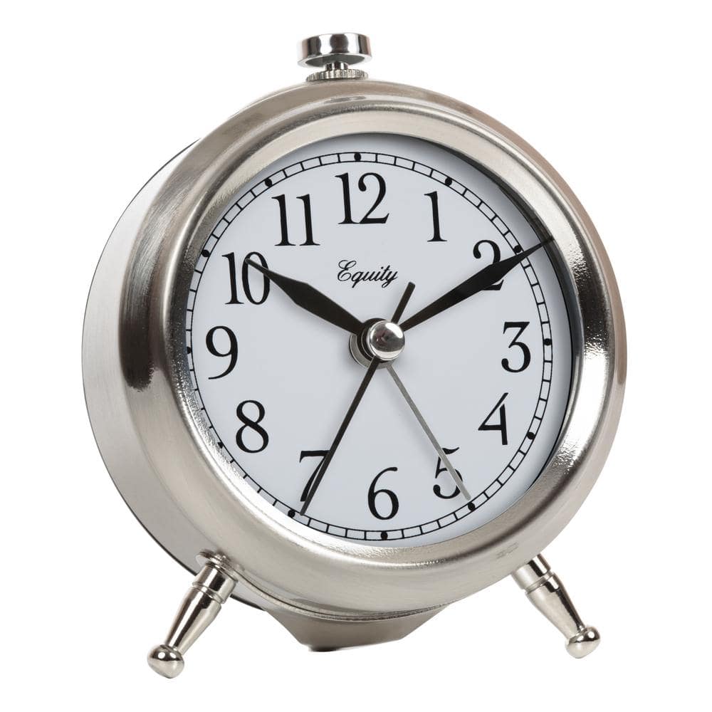 Equity 3.75" Silver Metal Quartz Analog Alarm Clock