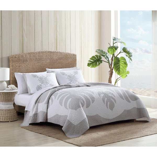 Coverlet - Ruffled Matte Satin 4 Piece Queen Taupe Quilted