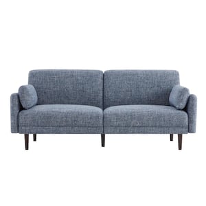 Phoebe 73 in. Square Arm Fabric Rectangle Sofa in. Navy