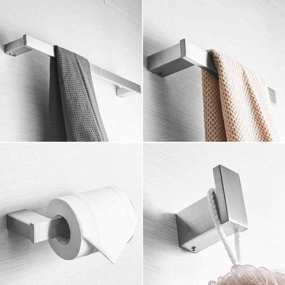 Brushed Nickel 4-Piece Stainless Steel Bathroom Hardware Set