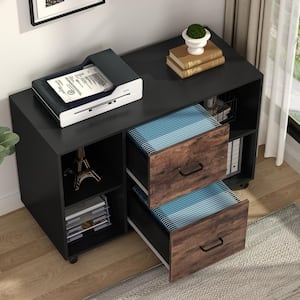 Galaxy Black 4+2 Cube Engineered Wood File Cabinet with Rolling Wheels