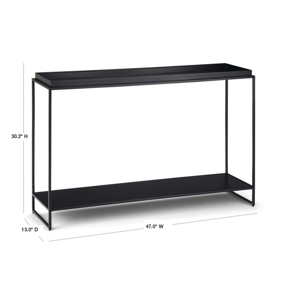 Garner Black Metal Tray Top Console Table with Storage