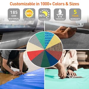 20 8 ft. Customize Dark Gray Sun Shade Sail Commercial Standard UV Block185 GSM, Water and Air Permeable, Heavy-Duty
