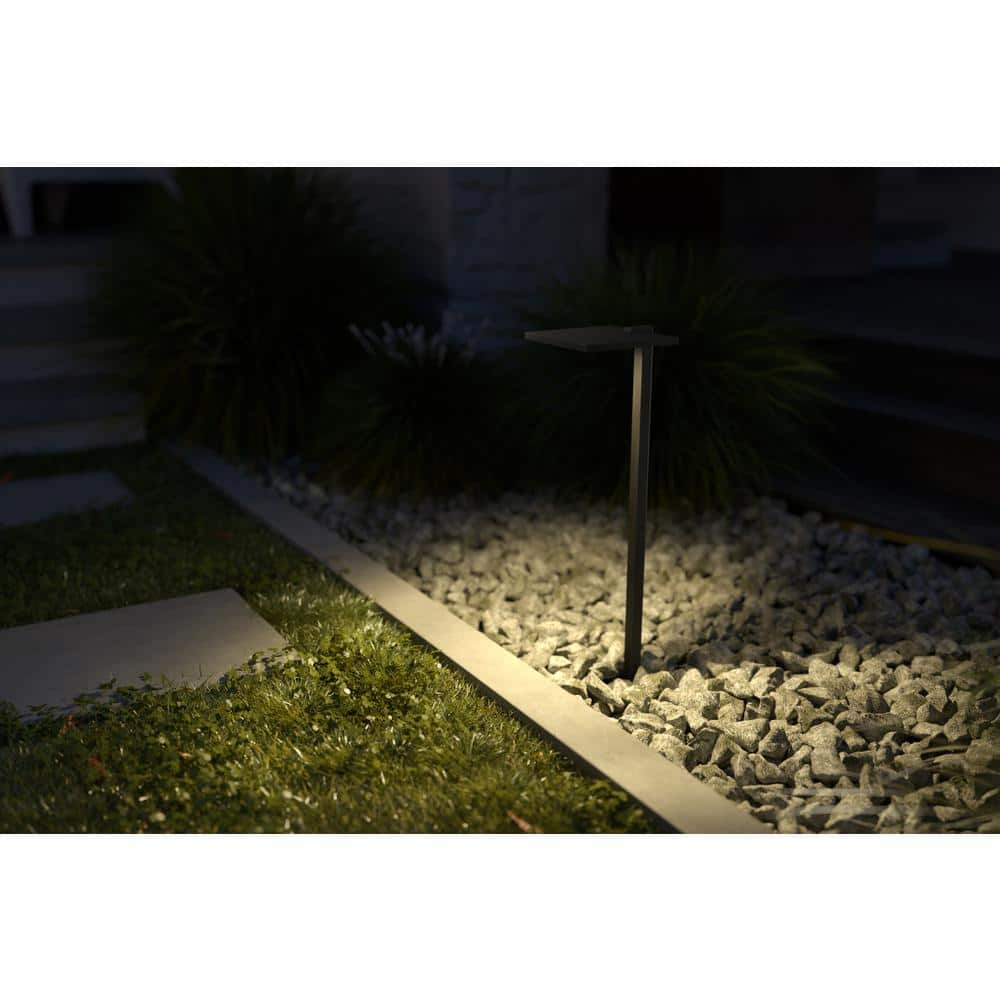 Textured Black LED Pathway Light with Shallow Shade