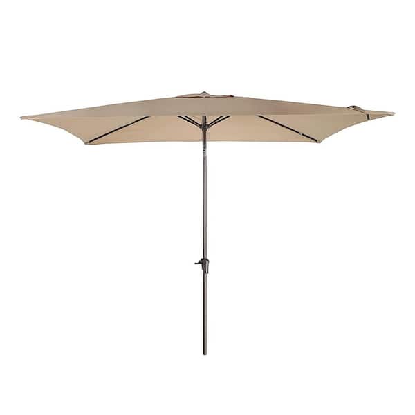 Unbranded 9.8 ft. x 6.6 Rectangular Outdoor Patio Umbrella Market Umbrella in Beige