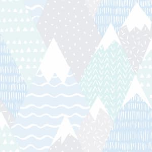 Scandi Mountains Teal Non-Pasted Wallpaper (Covers 56 sq. ft.)
