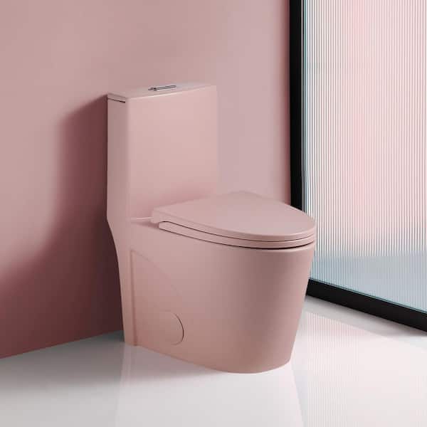 12 in. Rough in Size 1-Piece 1.1/1.6 GPF Dual Flush Elongated Toilet in Matte Pink, Seat Included